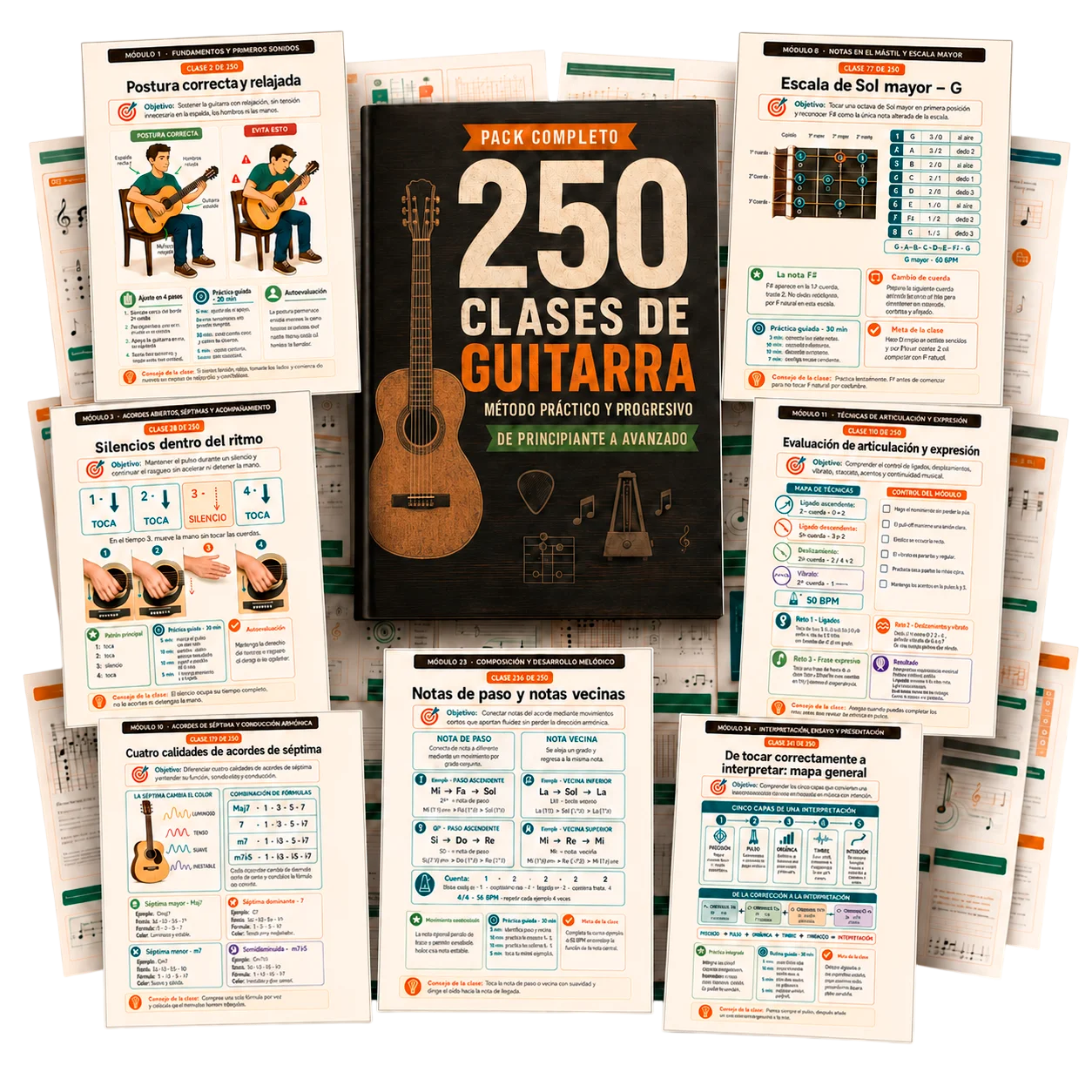 Pack Completo 250 Clases de Guitarra